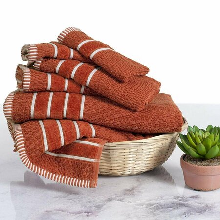BEDFORD HOME Home 100 Percent Cotton Rice Weave 6 Piece Towel Set - Brick 67A-74193
